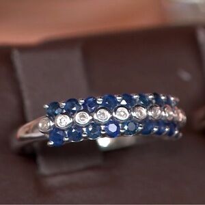 NWOT - Affinity Gems Sapphire Gemstone and Diamond Band Ring - Size 6